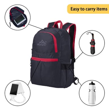 Taitettava reppu 36L Unisex vedenpitävä (musta)