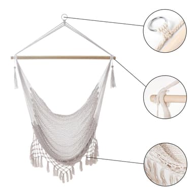 Riipputuoli Macrame puuvillaa reunuksella (beige)
