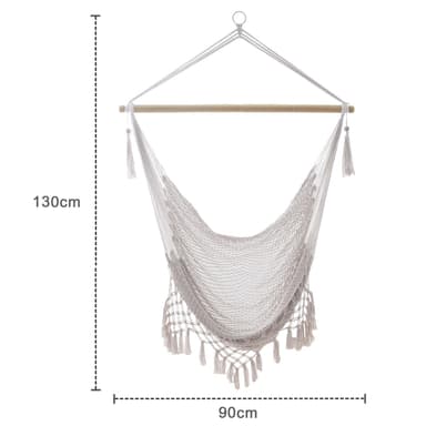 Riipputuoli Macrame puuvillaa reunuksella (beige)