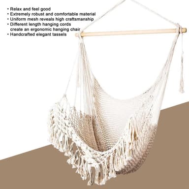 Riipputuoli Macrame puuvillaa reunuksella (beige)