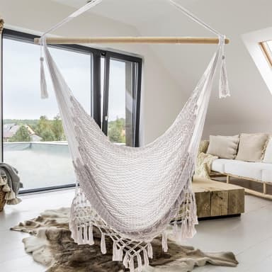 Riipputuoli Macrame puuvillaa reunuksella (beige)