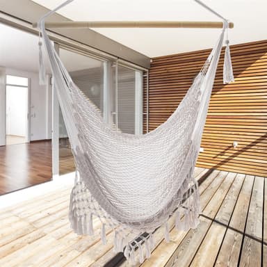 Riipputuoli Macrame puuvillaa reunuksella (beige)
