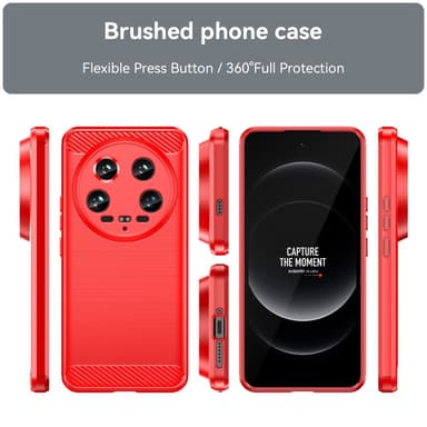 SKALO Xiaomi 14 Ultra 5G Armor Carbon Iskunkestävä TPU suojakuori - Punainen