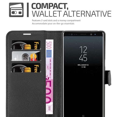Samsung Galaxy NOTE 8 Suojakuori Lompakkokotelo (Musta)