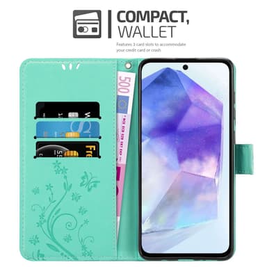 Samsung Galaxy A55 Suojakuori Lompakkokotelo (Turkoosi)