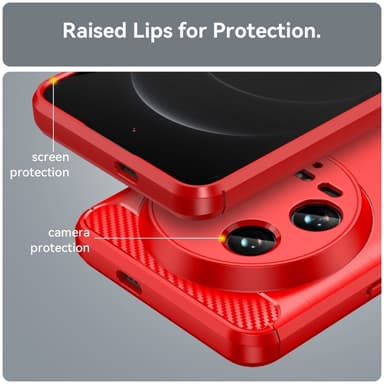 SKALO Xiaomi 14 Ultra 5G Armor Carbon Iskunkestävä TPU suojakuori - Punainen