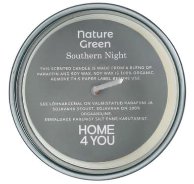 Scented candle in glass NATURE GREEN H9,5cm, Southern Night