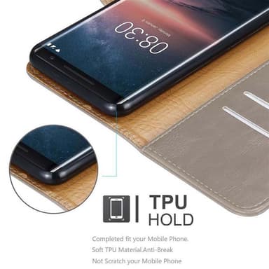 Nokia 8 Sirocco Suojakuori Lompakkokotelo (Ruskea)