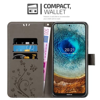 Nokia X10 / X20 Suojakuori Lompakkokotelo (harmaa)