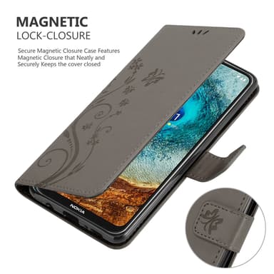 Nokia X10 / X20 Suojakuori Lompakkokotelo (harmaa)