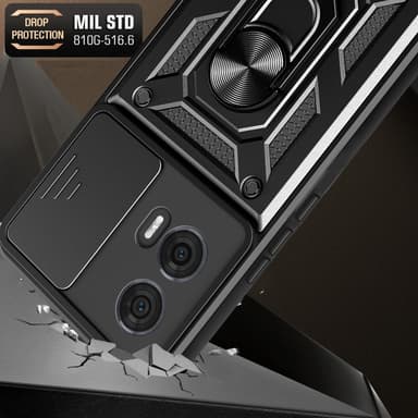 SKALO Motorola Edge 50 Fusion Armor hybridi metallirengas kameran liukusäädin - Musta