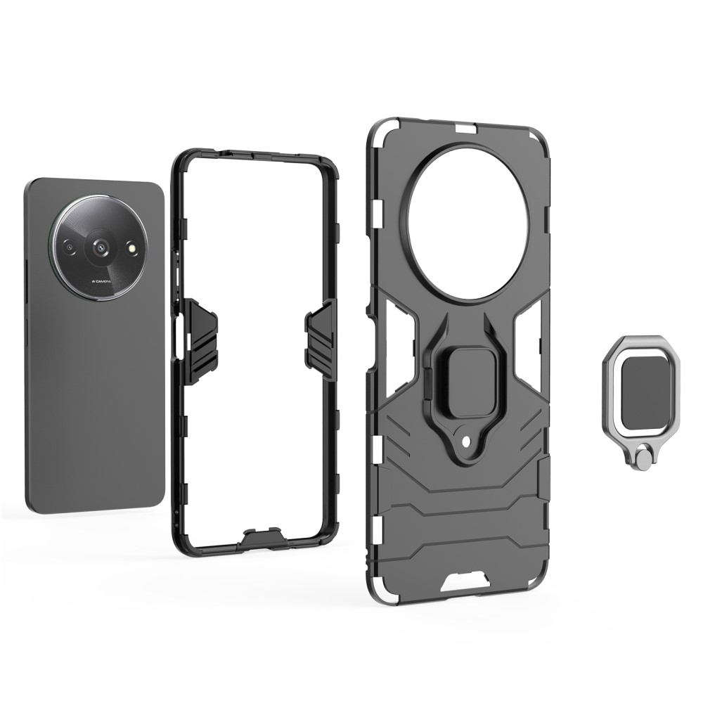 SKALO Xiaomi Redmi A3 Armor Hybridi metallirengas kuori - Musta
