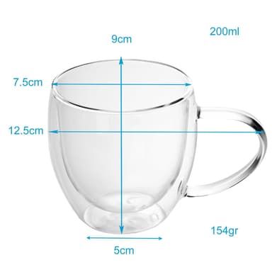 2x Kahvikuppi Termoslasi 200-300 ml Teelasi Kahvilasi