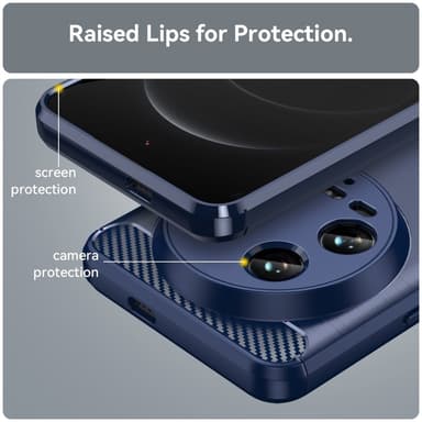 SKALO Xiaomi 14 Ultra 5G Armor Carbon Iskunkestävä TPU suojakuori - Sininen