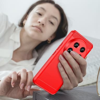 SKALO Xiaomi 14 Ultra 5G Armor Carbon Iskunkestävä TPU suojakuori - Punainen
