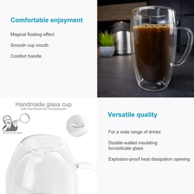 2x Kahvikuppi Termoslasi 400-500 ml Teelasi Kahvilasi