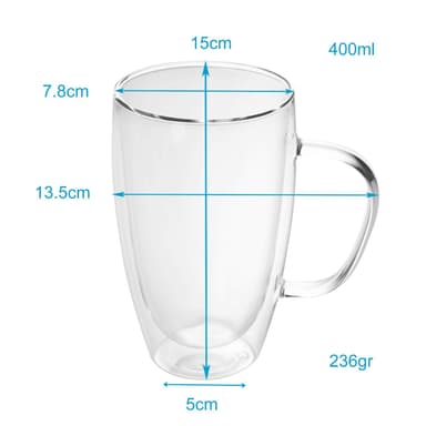 2x Kahvikuppi Termoslasi 400-500 ml Teelasi Kahvilasi