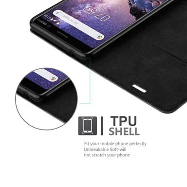 Nokia 7 PLUS Suojakuori Lompakkokotelo (Musta)