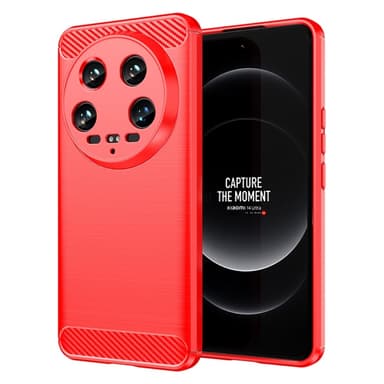 SKALO Xiaomi 14 Ultra 5G Armor Carbon Iskunkestävä TPU suojakuori - Punainen
