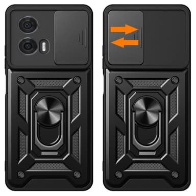 SKALO Motorola Edge 50 Fusion Armor hybridi metallirengas kameran liukusäädin - Musta