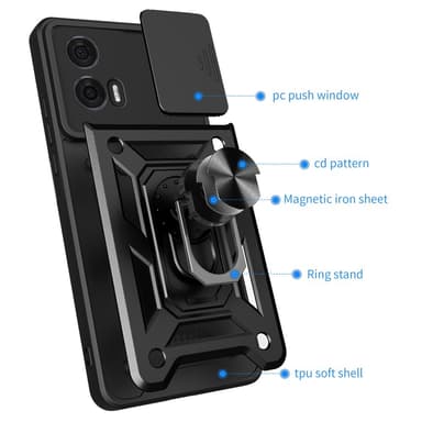 SKALO Motorola Edge 50 Fusion Armor hybridi metallirengas kameran liukusäädin - Musta