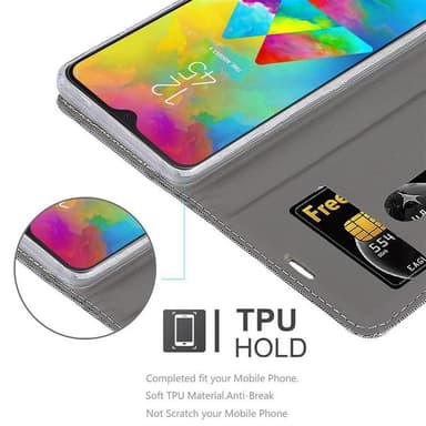 Samsung Galaxy M20 Suojakuori Lompakkokotelo (harmaa)