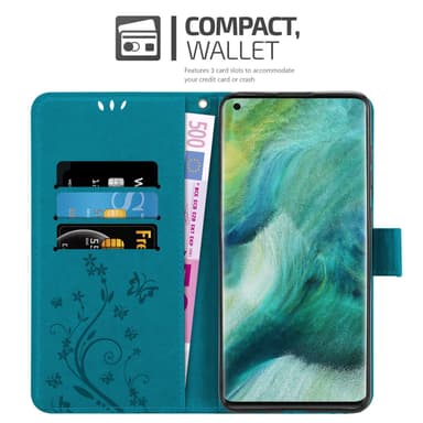 Oppo FIND X2 Suojakuori Lompakkokotelo (Sininen)