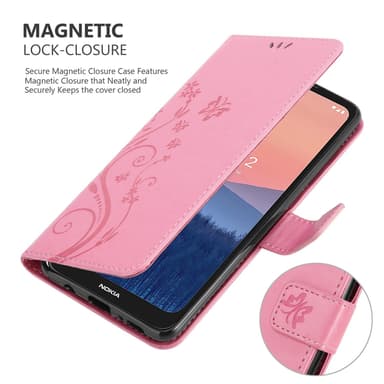Nokia C21 Suojakuori Lompakkokotelo (Vaaleanpunainen)