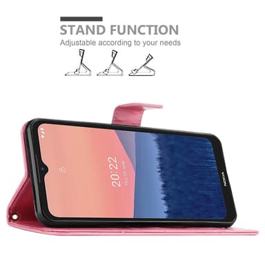 Nokia C21 Suojakuori Lompakkokotelo (Vaaleanpunainen)