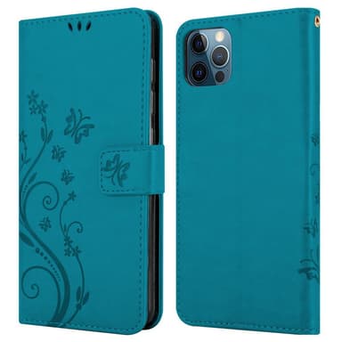 iPhone 12 PRO MAX Suojakuori Lompakkokotelo (Sininen)