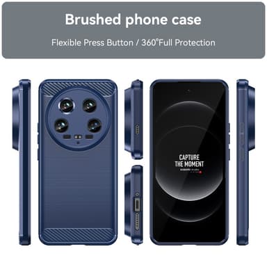 SKALO Xiaomi 14 Ultra 5G Armor Carbon Iskunkestävä TPU suojakuori - Sininen