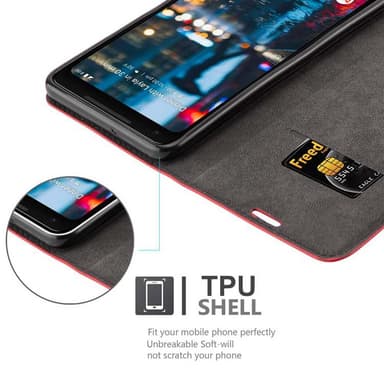 Google PIXEL 2 XL Suojakuori Lompakkokotelo (Punainen)