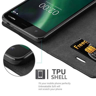 Nokia 2 2017 Suojakuori Lompakkokotelo (Musta)