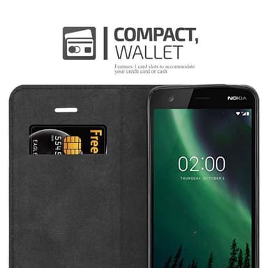 Nokia 2 2017 Suojakuori Lompakkokotelo (Musta)