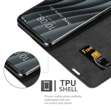 HTC Desire 20 PRO Suojakuori Lompakkokotelo (Ruskea)