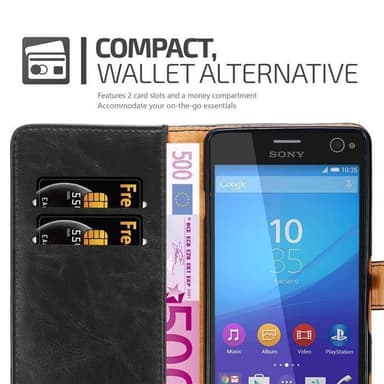 Sony Xperia C4 Suojakuori Lompakkokotelo (Musta)