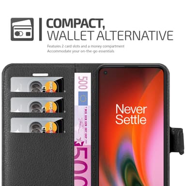 OnePlus Nord 2 5G Suojakuori Lompakkokotelo (Musta)