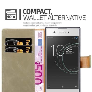 Sony Xperia XA1 Suojakuori Lompakkokotelo (Ruskea)