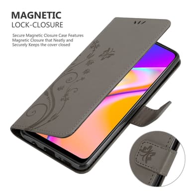 Oppo A94 5G Suojakuori Lompakkokotelo (harmaa)