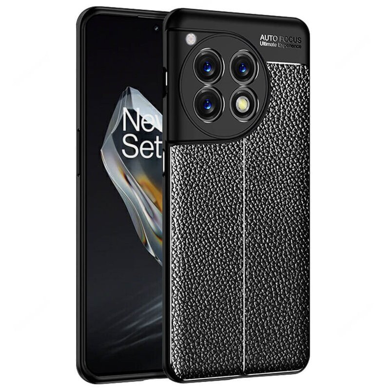 Nahkakuvioitu TPU kuori OnePlus 12 - Musta