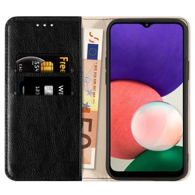 Suojakuori Samsung Galaxy A22 5G Lompakkokotelo (Musta)