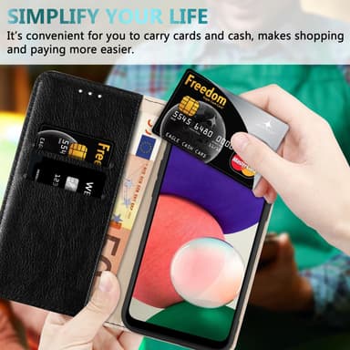 Suojakuori Samsung Galaxy A22 5G Lompakkokotelo (Musta)