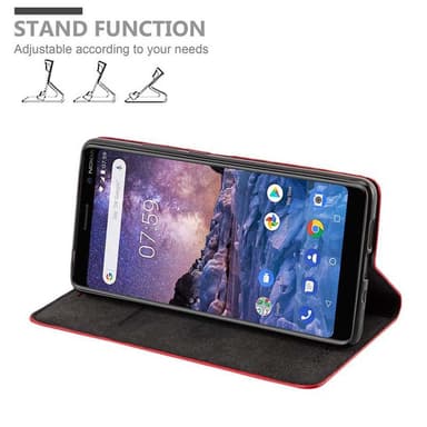 Nokia 7 PLUS Suojakuori Lompakkokotelo (Punainen)