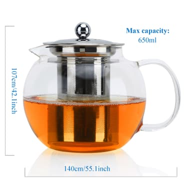 Teekannu Karahvi Kahvipannu Borosilikaattilasi 650ml