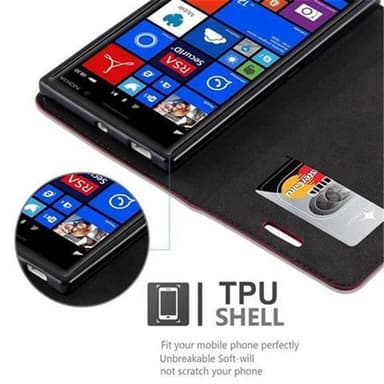 Nokia Lumia 830 Suojakuori Lompakkokotelo (Punainen)