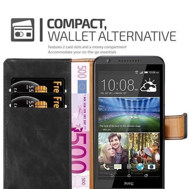 HTC Desire 820 Suojakuori Lompakkokotelo (Musta)