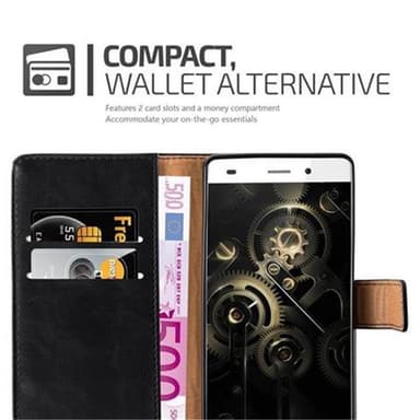 Huawei P8 LITE 2015 Suojakuori Lompakkokotelo (Musta)