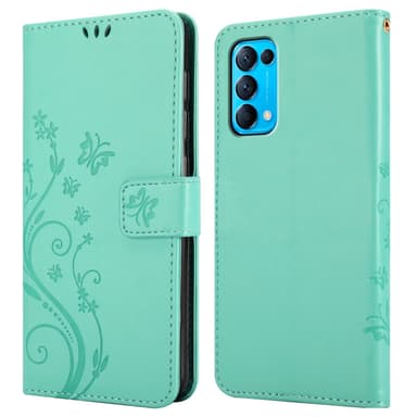 Oppo FIND X3 LITE Suojakuori Lompakkokotelo (Turkoosi)