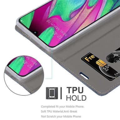 Samsung Galaxy A40 Suojakuori Lompakkokotelo (Sininen)