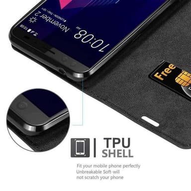 HTC U12 PLUS Suojakuori Lompakkokotelo (Musta)